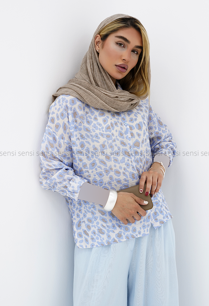شومیز زنانه پلنگی رنگی شیشه ای کد1005989